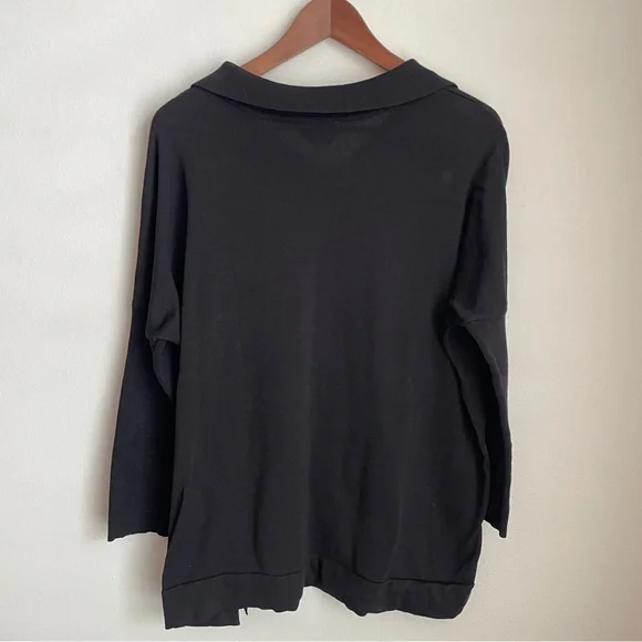 Tuckernuck Black Clayton Knit Polo M/L Collared Linen Tencel Button Down Preppy - Picture 5 of 10